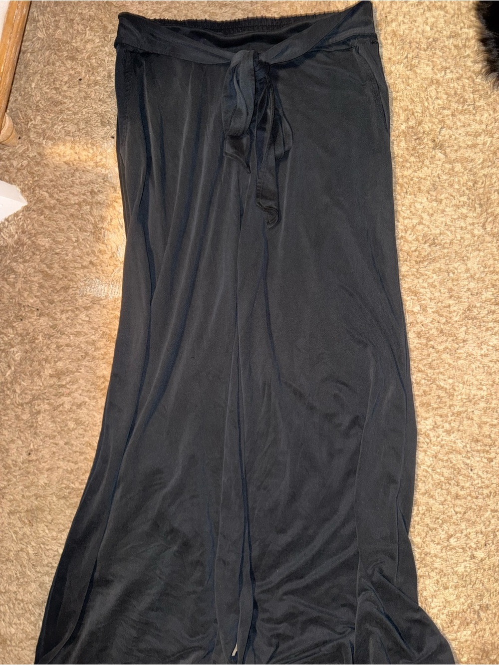 Fabletics Black Tie-Waist Maxi Pants